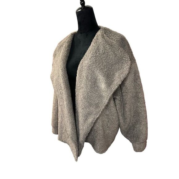 NWT EXPRESS Womens Medium Cozy Sherpa Flyaway Jacket Beige Brown sz L - Picture 6 of 10